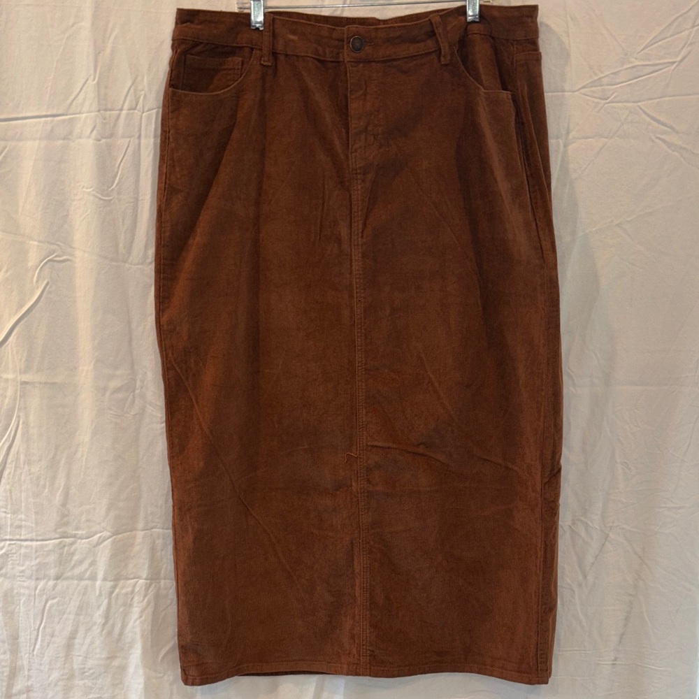 Brown corduroy Midi Skirt